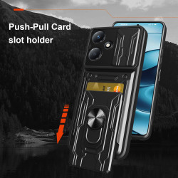For Infinix Hot 30 Play Case With Slide Lens Cover Rotating Ring Shockproof Stand Holder Phone Case