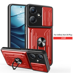 For Infinix Hot 30 Play Case With Slide Lens Cover Rotating Ring Shockproof Stand Holder Phone Case