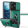 For Infinix Hot 30 Play Case With Slide Lens Cover Rotating Ring Shockproof Stand Holder Phone Case