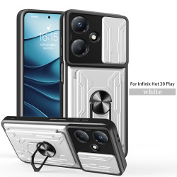 For Infinix Hot 30 Play Case With Slide Lens Cover Rotating Ring Shockproof Stand Holder Phone Case