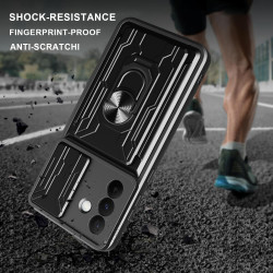 For SAM A56 5g Case With Slide Lens Cover Rotating Ring Shockproof Stand Holder Phone Case