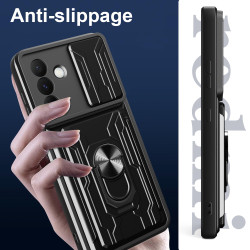 For SAM A56 5g Case With Slide Lens Cover Rotating Ring Shockproof Stand Holder Phone Case