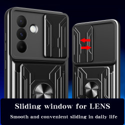For SAM A56 5g Case With Slide Lens Cover Rotating Ring Shockproof Stand Holder Phone Case