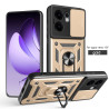 For Oppo Reno 13F Case With Slide Lens Cover Rotating Ring Shockproof Stand Holder Phone Case