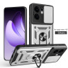For Oppo Reno 13F Case With Slide Lens Cover Rotating Ring Shockproof Stand Holder Phone Case