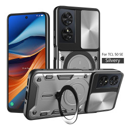 Case For TCL 50 SE Magnetic Slide Camera Protection TCL 50 SE Cover 360 Rotate Kickstand Armor Ring Funda Capa