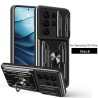 For Samsung Galaxy S25 Ultra Case With Slide Lens Cover Rotating Ring Shockproof Stand Holder Phone Case