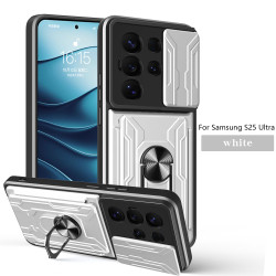 For Samsung Galaxy S25 Ultra Case With Slide Lens Cover Rotating Ring Shockproof Stand Holder Phone Case