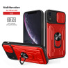 For iPhone XR Case With Slide Lens Cover Rotating Ring Shockproof Stand Holder Phone Case