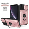 For iPhone XR Case With Slide Lens Cover Rotating Ring Shockproof Stand Holder Phone Case