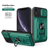 For iPhone XR Case With Slide Lens Cover Rotating Ring Shockproof Stand Holder Phone Case