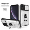 For iPhone XR Case With Slide Lens Cover Rotating Ring Shockproof Stand Holder Phone Case