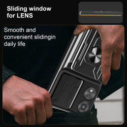 For OPPO A78 4G Case With Slide Lens Cover Rotating Ring Shockproof Stand Holder Phone Case