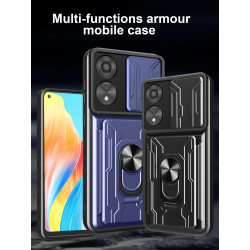 For OPPO A78 4G Case With Slide Lens Cover Rotating Ring Shockproof Stand Holder Phone Case