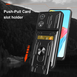 For OPPO A78 4G Case With Slide Lens Cover Rotating Ring Shockproof Stand Holder Phone Case