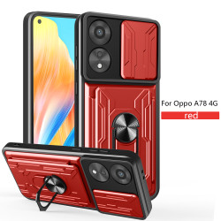 For OPPO A78 4G Case With Slide Lens Cover Rotating Ring Shockproof Stand Holder Phone Case