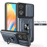 For OPPO A78 4G Case With Slide Lens Cover Rotating Ring Shockproof Stand Holder Phone Case