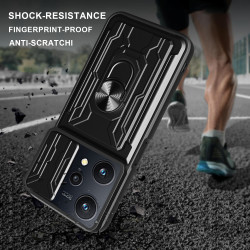 For realme 9pro Case With Slide Lens Cover Rotating Ring Shockproof Stand Holder Phone Case