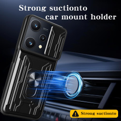 For realme 9pro Case With Slide Lens Cover Rotating Ring Shockproof Stand Holder Phone Case
