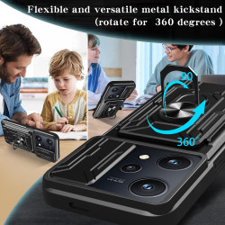 For realme 9pro Case With Slide Lens Cover Rotating Ring Shockproof Stand Holder Phone Case