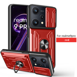 For realme 9pro Case With Slide Lens Cover Rotating Ring Shockproof Stand Holder Phone Case