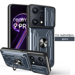 For realme 9pro Case With Slide Lens Cover Rotating Ring Shockproof Stand Holder Phone Case