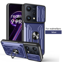 For realme 9pro Case With Slide Lens Cover Rotating Ring Shockproof Stand Holder Phone Case