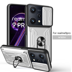 For realme 9pro Case With Slide Lens Cover Rotating Ring Shockproof Stand Holder Phone Case