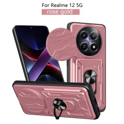 For Realme 12 5G Case With Slide Lens Cover Rotating Ring Shockproof Stand Holder Phone Case
