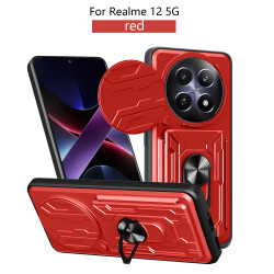 For Realme 12 5G Case With Slide Lens Cover Rotating Ring Shockproof Stand Holder Phone Case