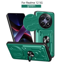 For Realme 12 5G Case With Slide Lens Cover Rotating Ring Shockproof Stand Holder Phone Case