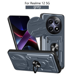 For Realme 12 5G Case With Slide Lens Cover Rotating Ring Shockproof Stand Holder Phone Case