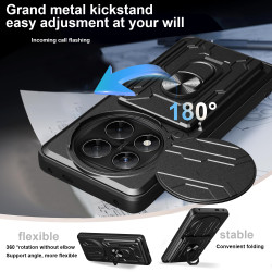 For Redmi Note 14 pro 4G Case With Slide Lens Cover Rotating Ring Shockproof Stand Holder Phone Case