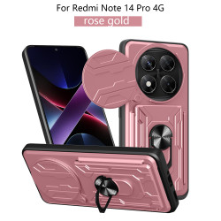 For Redmi Note 14 pro 4G Case With Slide Lens Cover Rotating Ring Shockproof Stand Holder Phone Case