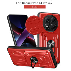 For Redmi Note 14 pro 4G Case With Slide Lens Cover Rotating Ring Shockproof Stand Holder Phone Case