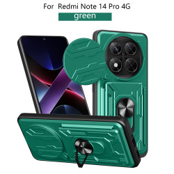 For Redmi Note 14 pro 4G Case With Slide Lens Cover Rotating Ring Shockproof Stand Holder Phone Case