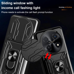 For Huawei 60X Case With Slide Lens Cover nova Y91 4G Rotating Ring Shockproof Stand Holder Phone Case