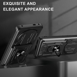 For Huawei 60X Case With Slide Lens Cover nova Y91 4G Rotating Ring Shockproof Stand Holder Phone Case