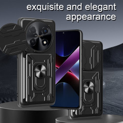 For Huawei 60X Case With Slide Lens Cover nova Y91 4G Rotating Ring Shockproof Stand Holder Phone Case