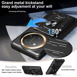 For Honor X60 pro Case With Slide Lens Cover X9C 5G Rotating Ring Shockproof Stand Holder Phone Case