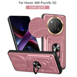 For Honor X60 pro Case With Slide Lens Cover X9C 5G Rotating Ring Shockproof Stand Holder Phone Case