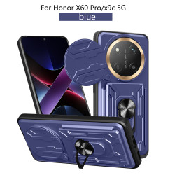 For Honor X60 pro Case With Slide Lens Cover X9C 5G Rotating Ring Shockproof Stand Holder Phone Case