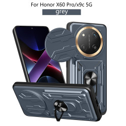For Honor X60 pro Case With Slide Lens Cover X9C 5G Rotating Ring Shockproof Stand Holder Phone Case