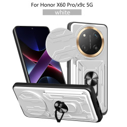 For Honor X60 pro Case With Slide Lens Cover X9C 5G Rotating Ring Shockproof Stand Holder Phone Case