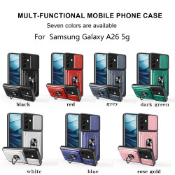 For Samsung Galaxy A26 Case With Slide Lens Cover Rotating Ring Shockproof Stand Holder Phone Case