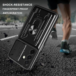 For Samsung Galaxy A26 Case With Slide Lens Cover Rotating Ring Shockproof Stand Holder Phone Case