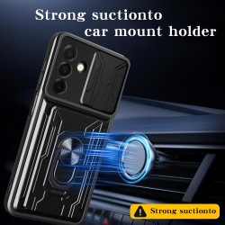For Samsung Galaxy A26 Case With Slide Lens Cover Rotating Ring Shockproof Stand Holder Phone Case