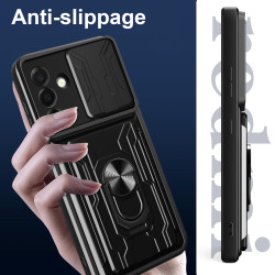 For Samsung Galaxy A26 Case With Slide Lens Cover Rotating Ring Shockproof Stand Holder Phone Case