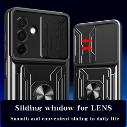 For Samsung Galaxy A26 Case With Slide Lens Cover Rotating Ring Shockproof Stand Holder Phone Case