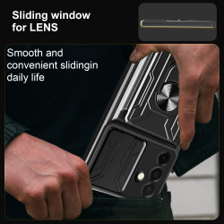 For Samsung Galaxy A26 Case With Slide Lens Cover Rotating Ring Shockproof Stand Holder Phone Case
